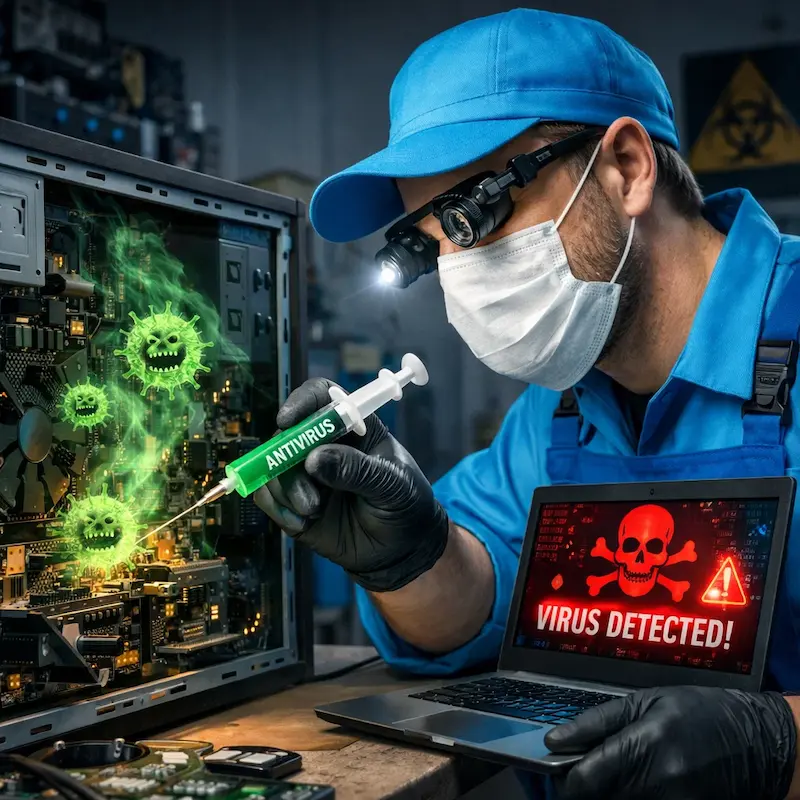 Лечение компьютера от вирусов в Ломоносове на дому